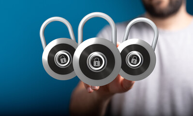Image of three padlocks symbolizing robust data protection and cybersecurity.