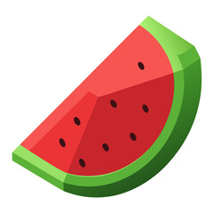 Watermelon Slice 3D vector  white background