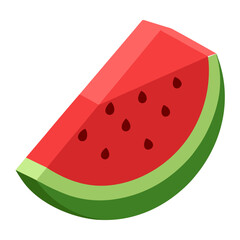 Watermelon Slice 3D vector  white background