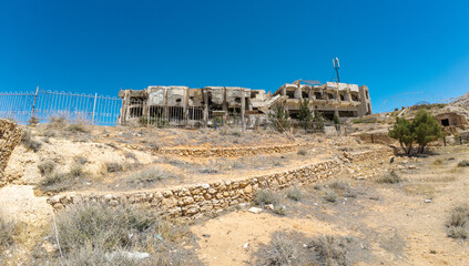 Abandoned Building in Desert Landscape In Syria.