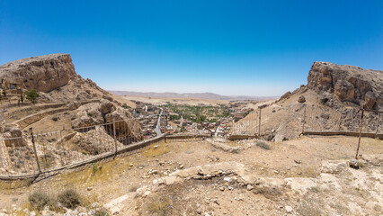 Panoramic View of Historic Town Between Rocky Hills Maaloula Syria.