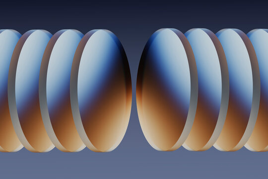 3D rendering of abstract geometric glass shapes with gradient patterns
