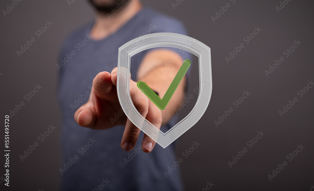 Poster ensuring digital security and data privacy. a reliable protection system.