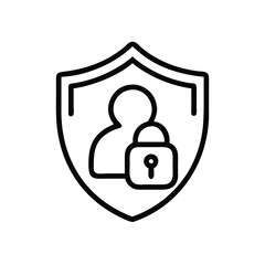 User account security and protection icon for data privacy and safety concept design