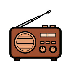 Retro Brown Vintage Radio Icon Broadcast Receiver isolated on a transparent background