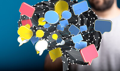 Abstract image of interconnected speech bubbles symbolizing communication, ideas, and social networks.
