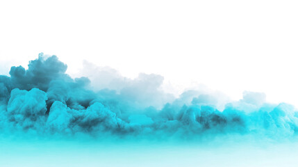Abstract cyan blue smoke clouds isolated on white background