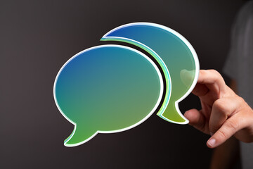 Abstract image of colorful speech bubbles symbolizing communication, conversation, and connection....