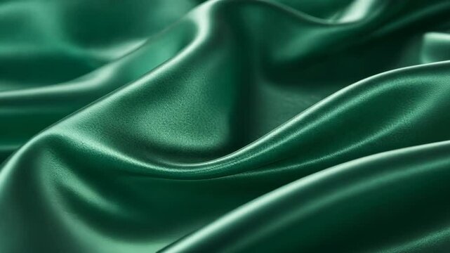 Close Up Of Wavy Emerald Green Silk Fabric Smooth Elegant Luxury Material With Light Play Satin Texture Background Adobe Stock Photo