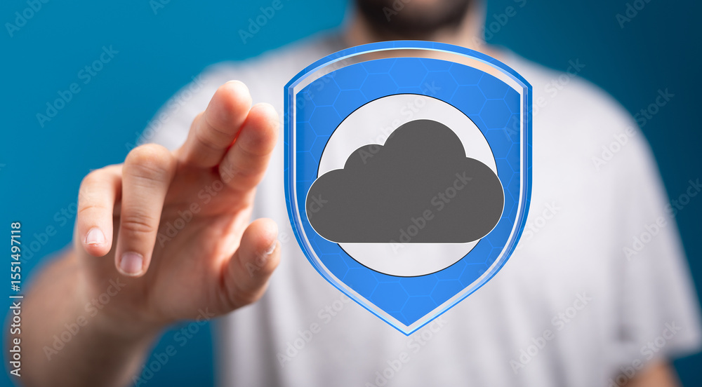 Poster Safeguarding your cloud data with advanced security measures.  Robust protection.