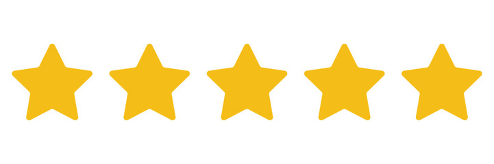 Five stars icon Vector. Five stars customer product rating review flat icon for apps and websites.