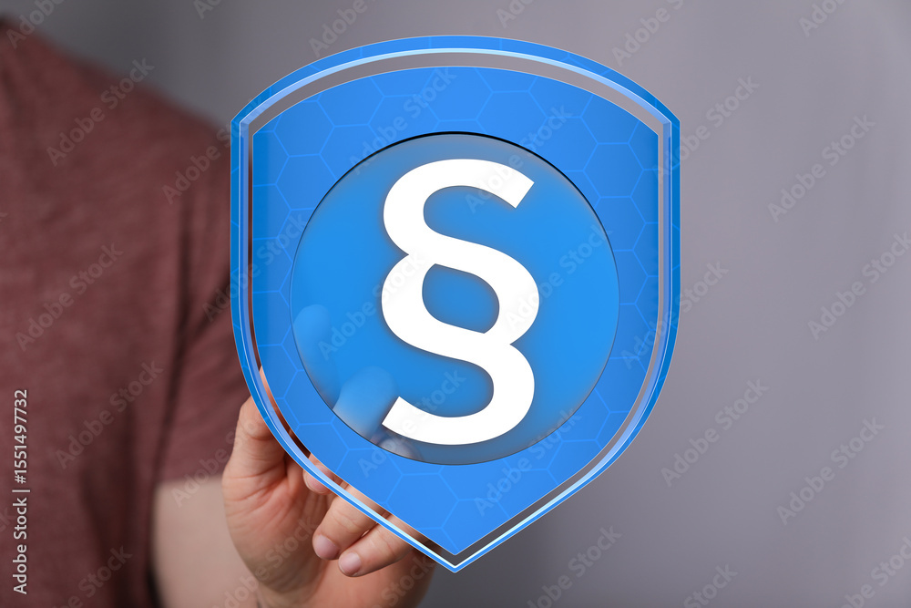 Poster secure your data with robust legal protection. digital shield graphic.