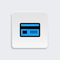 Blue credit card icon on gradient square background, Payment Method Symbol, Flat Banking Card Illustration, Finance and Transaction Graphic, Digital Wallet Element, vector illustration.