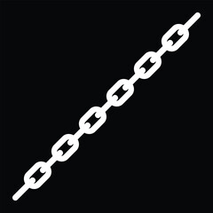 Fototapeta premium Minimalist black line drawing of a diagonal chain with bold links isolated on black. Clean vector illustration for legal, freedom, or design concepts. Simple, symbolic, and stark.