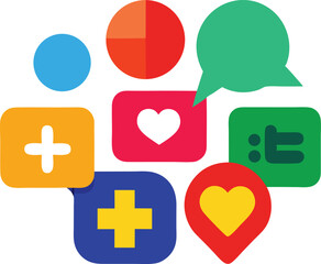 Fototapeta premium Collection of social media icons and symbols silhouette isolated on transparent background