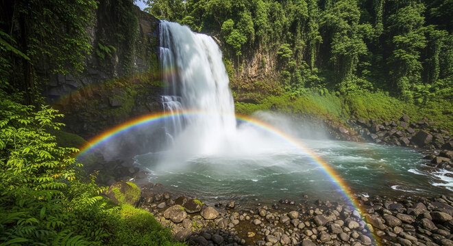 rainbow over waterfall - Powered by Adobe