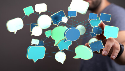 Abstract image depicting a network of interconnected speech bubbles, symbolizing global...