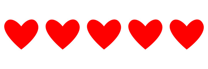 Red heart set vector image on white background. Red heart icons set vector. Various simple red vector heart love icon. Heart collection.
