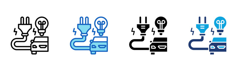 Electric Car icon Multi Style Vector Illustration