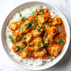 Butter Chicken o the white background