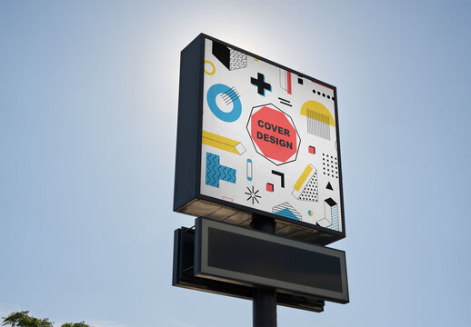 Mockup of Square Outdoor Advertising Sign