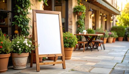 Blank A-frame Signboard for Restaurant Patio Mockup