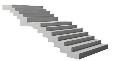 Fototapeta premium Simple Concrete Staircase Modern Architecture Design, Isolated White Background, Step by Step, Progress Concept.