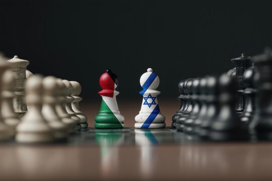Proxy Battle: Israeli-Palestinian Conflict Symbolized by Chess - Powered by Adobe