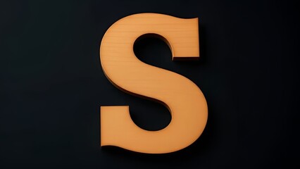 Naklejka premium Orange wooden letter s on black background alphabet