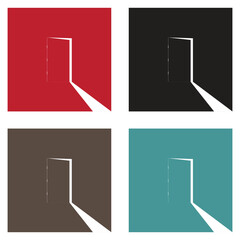 Minimal Open Door Motivational Concept Art Shadow and Light Vector Illustration Set, Abstract backgrounds. Design for social media, blog post, banner, web template
