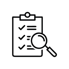 Checklist clipboard with magnifying glass for task management and project planning vector illustration