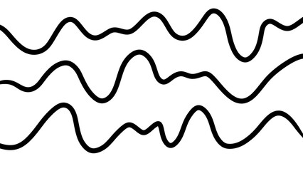 Hand drawn wavy curve lines isolated on transparent background. Doodle lines art.