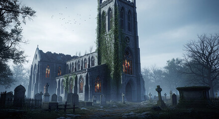 gothic church in the evening