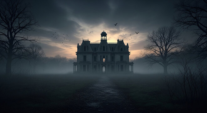 old castle in the night