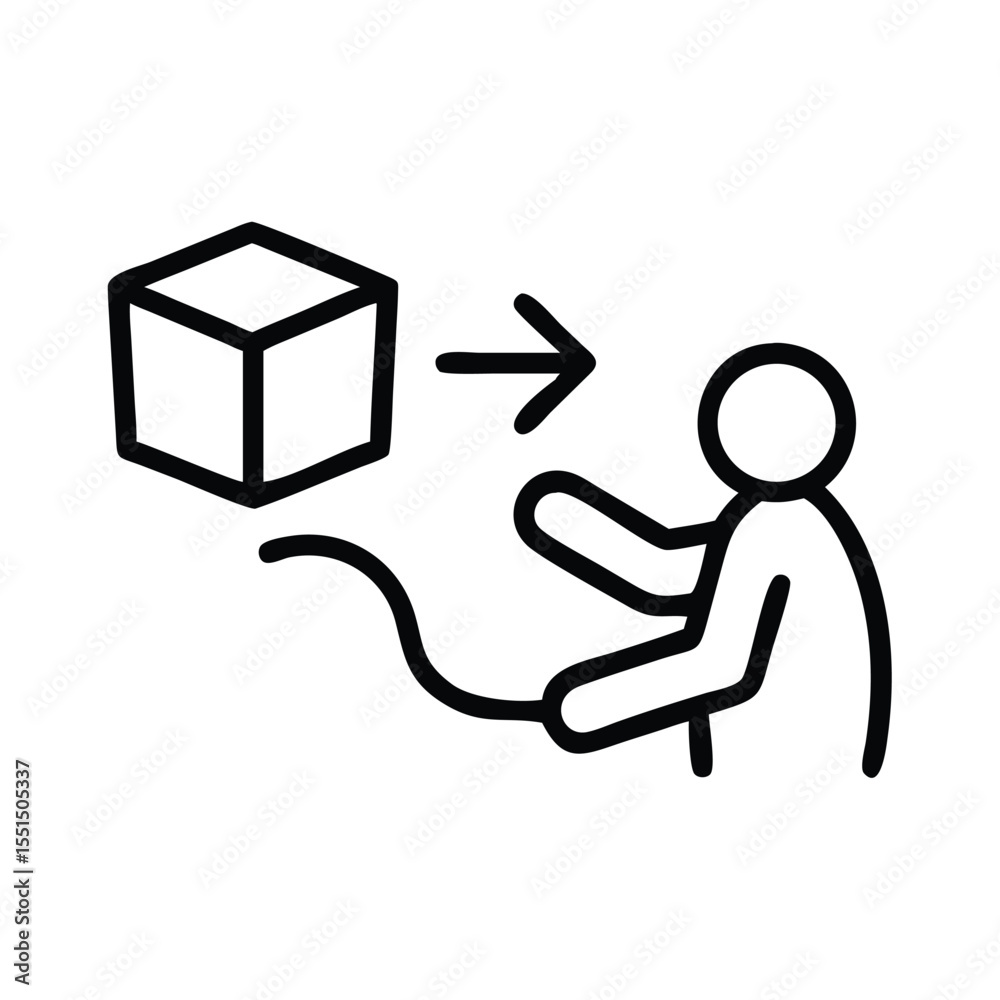 Poster hand interacting with cube using a remote control for object manipulation and interaction concept