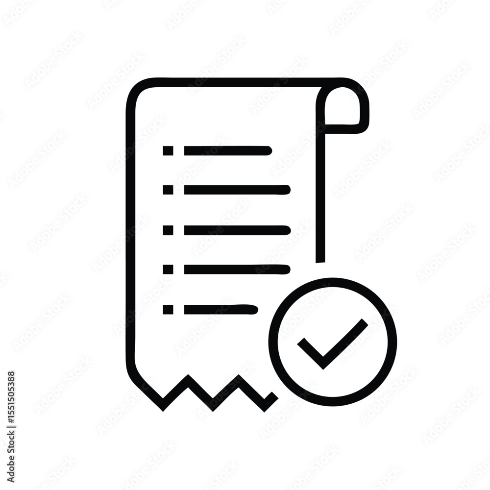 Poster approved document checklist with checkmark icon for task completion and verification process symbol 