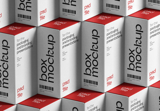 Isometric Stacked Boxes Packaging Mockup Set for Design and Branding Projects