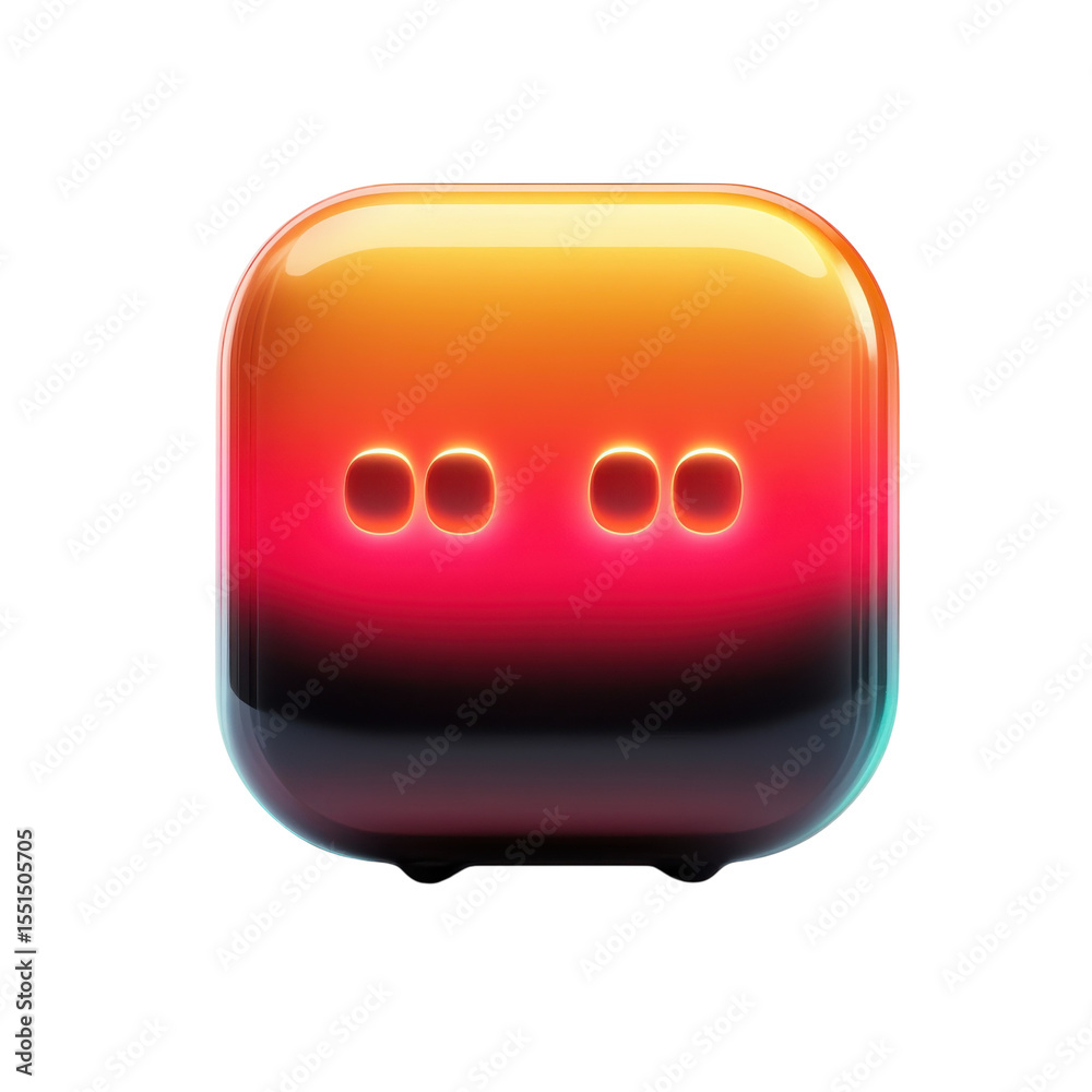 Poster Glossy Rectangular Abstract Shape Icon Button Graphic Element Gradient on transparent background