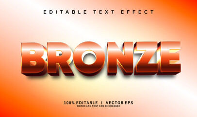 bronze 3d vector text effect with modern style design