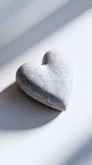 Fototapeta premium Stone heart with soft light and shadows on pale surface