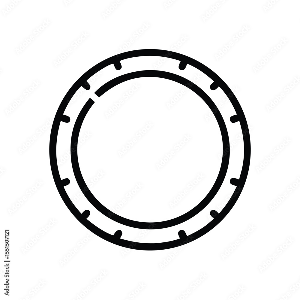 Poster outline vector graphic of a circular shape with segmented edge design for creative projects and desi