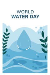 Pure World Water Day Illustration with Water Drop and Nature-01