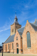 Historic great church on the market square in Leerdam, Netherlands