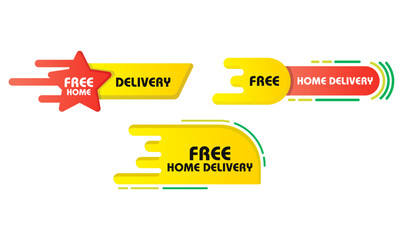 Free Home delivery label badges collection flat vector design, Free Home Delivery Package, free delivery icons