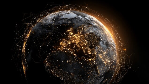 futuristic digital landscape showcasing global connectivity