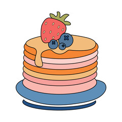 Pancakes Lover Club Logo, Cute Breakfast Food Illustration.