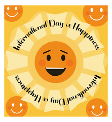Cheerful International Day of Happiness Illustration with Smiling Faces and Clouds-08