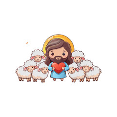 Cute Cartoon Jesus Vector Illustration – Kawaii Christian Art for Kids, Sunday School, Stickers, and Prints