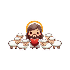Cute Cartoon Jesus Vector Illustration – Kawaii Christian Art for Kids, Sunday School, Stickers, and Prints