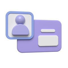 Modern 3d icon representing a profile card with user silhouette and blank fields
